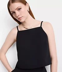 Petite LOFT Versa Crepe Drape Square Neck Top