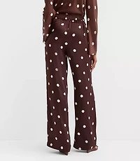 Fluid Pull On Wide Leg Pants Dotted Satin