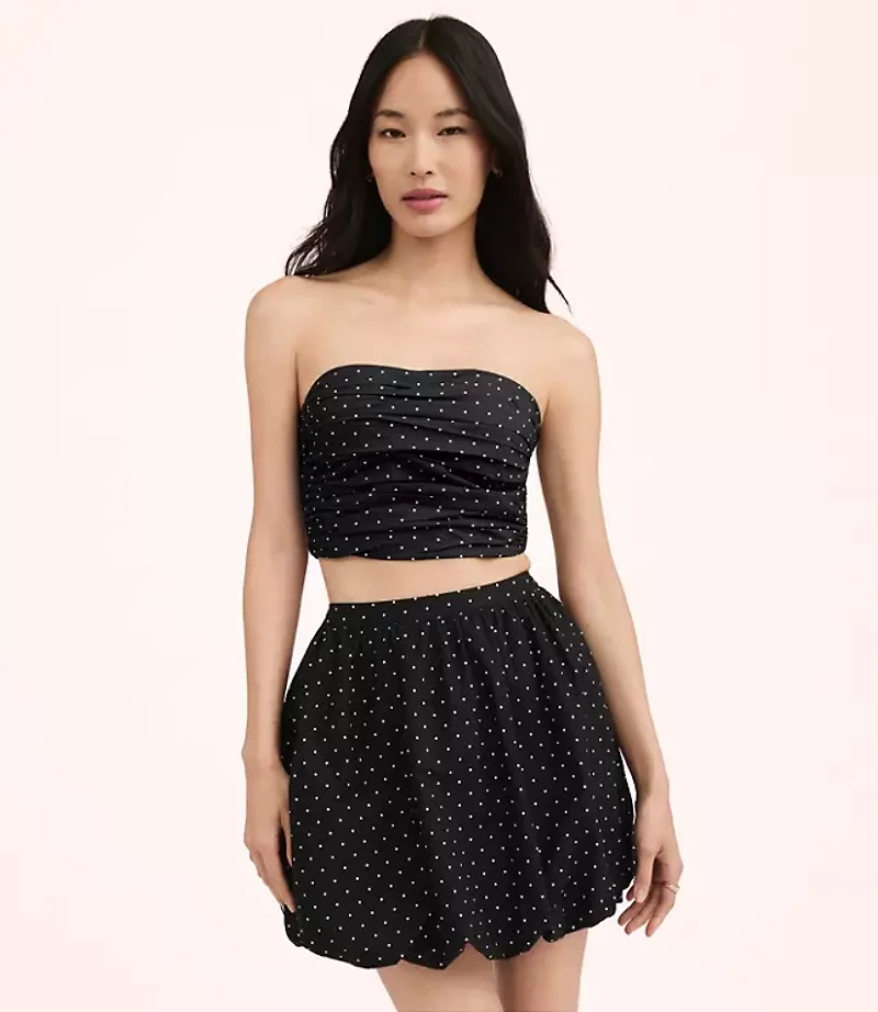 Lately Dotted Poplin Strapless Top