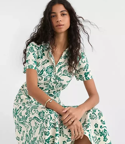 Petite Floral Seamed Maxi Shirtdress