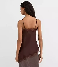 Lace Trim Satin Asymmetrical Cami