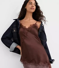 Lace Trim Satin Asymmetrical Cami