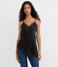 Lace Trim Satin Asymmetrical Cami