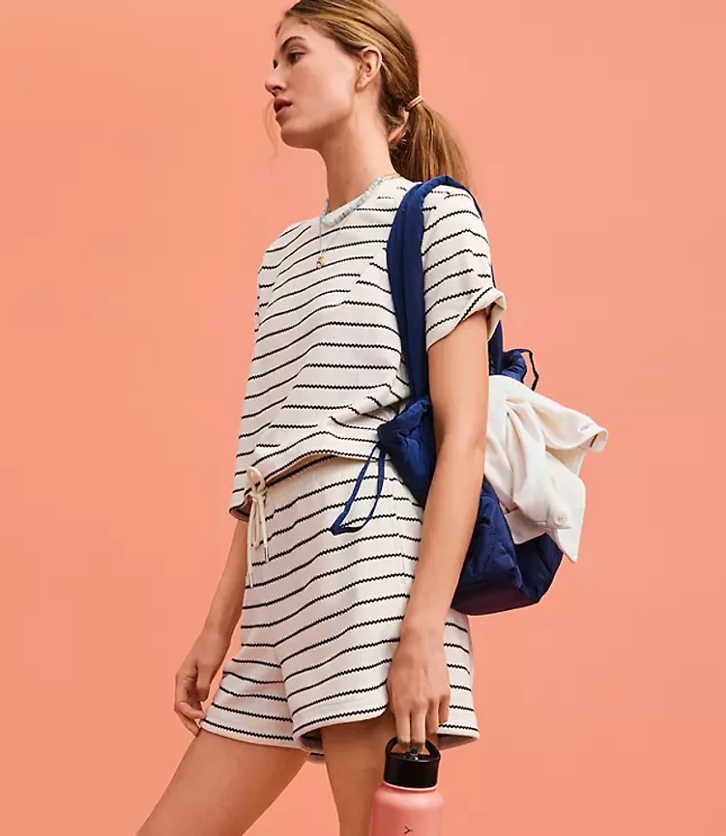 Lou & Grey Striped Jacquard Rounded Hem Shorts