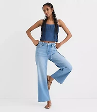Rivete Tall High Rise Wide Leg Crop Jeans Bright Medium Stonewash