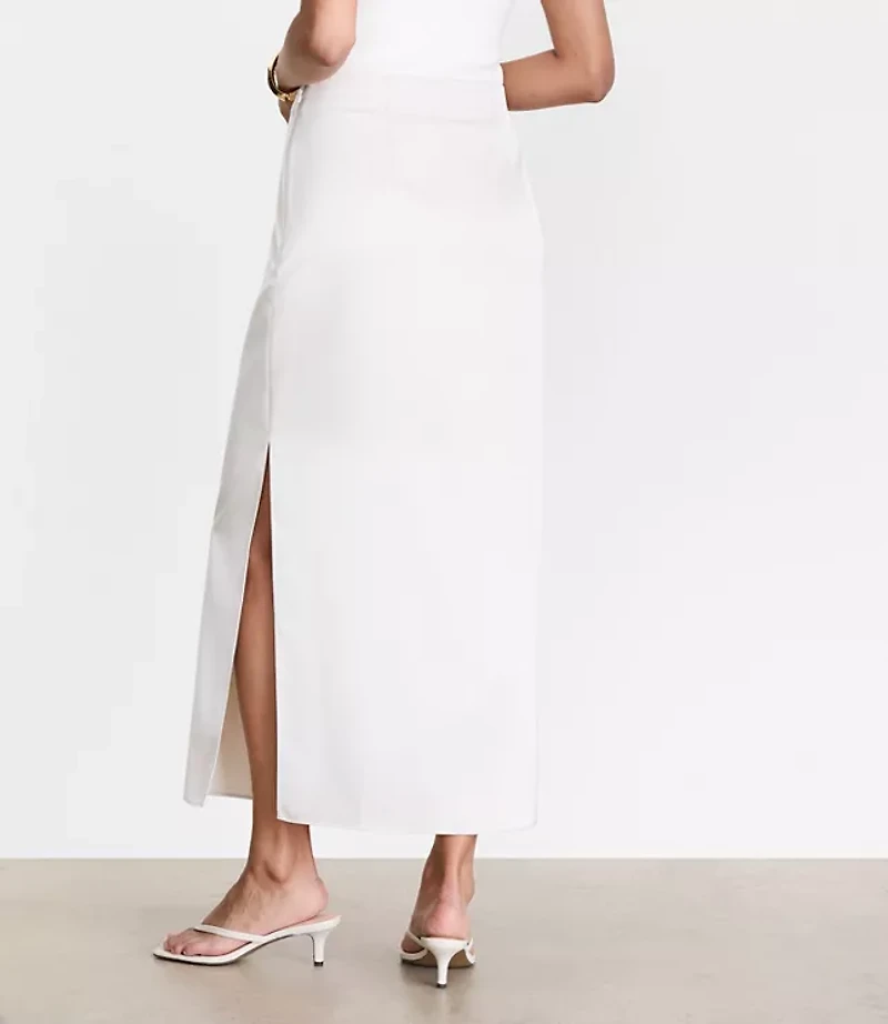 Petite LOFT Versa Satin Column Midi Skirt