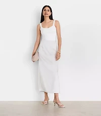Petite LOFT Versa Satin Column Midi Skirt