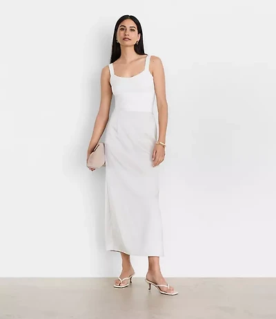 LOFT Versa Satin Column Midi Skirt
