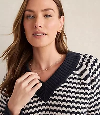 Haven Well Within Organic Cotton Blend Two-Tone V-Neck Sweater