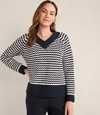 Haven Well Within Organic Cotton Blend Two-Tone V-Neck Sweater