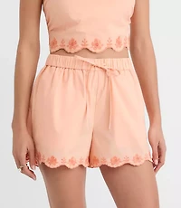 LOFT Beach Floral Embroidered Poplin Shorts
