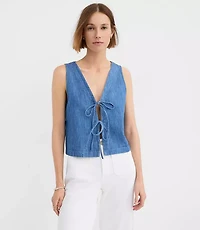 Petite Chambray Bow Vest Top