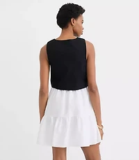 Petite Linen Cotton Vest Ruffle Mini Dress