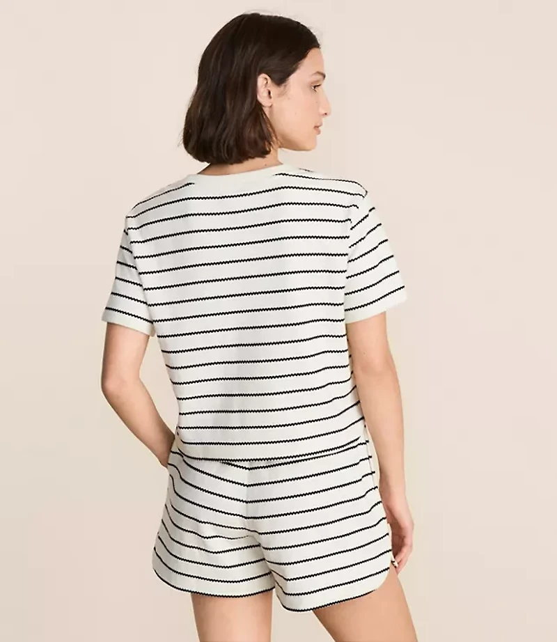 Lou & Grey Striped Jacquard Rounded Hem Top