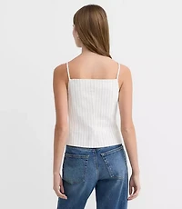 Petite Pinstripe Cotton Linen Strappy Vest Top