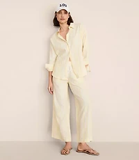 Petite Lou & Grey Striped Linen Cotton Wide Leg Crop Pants