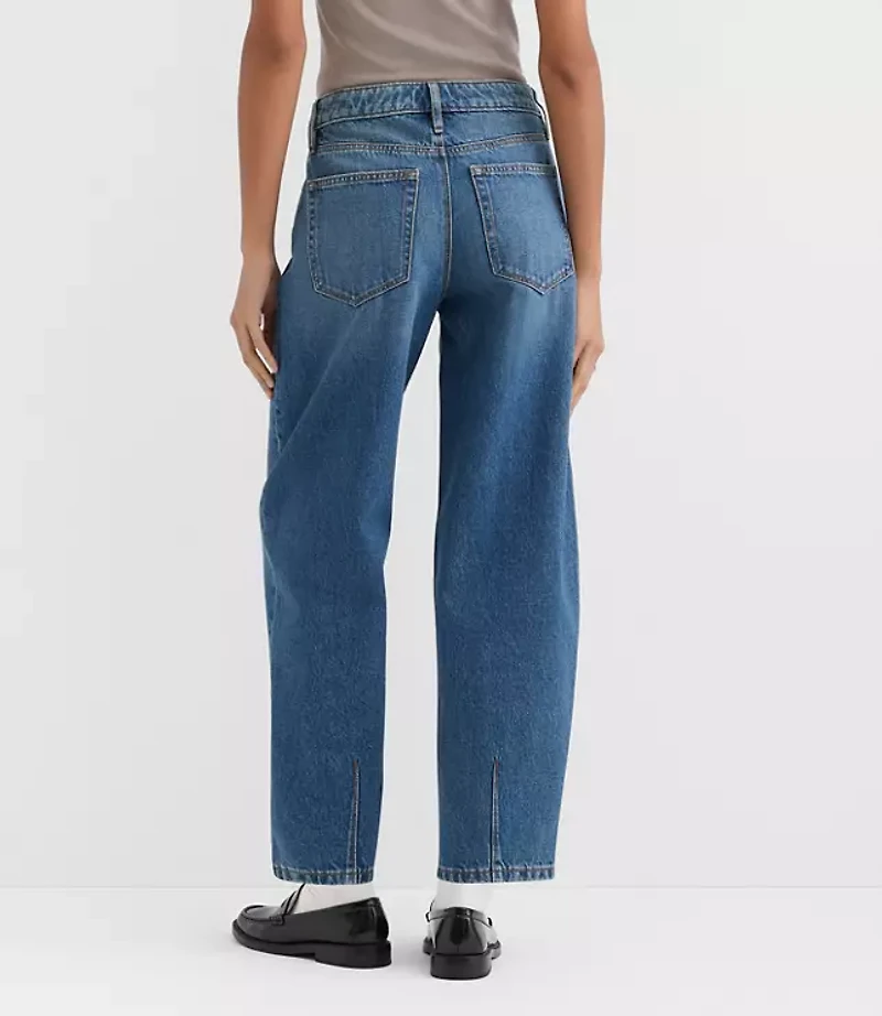 Rivete Short Mid Rise Barrel Jeans Echo Wash