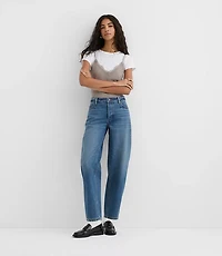 Rivete Short Mid Rise Barrel Jeans Echo Wash