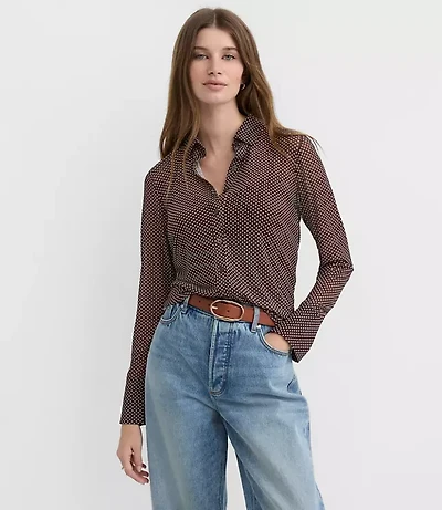 Pindot Sheer Mesh Shirt