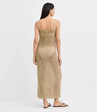 Petite LOFT Beach Shimmer Pointelle Sweater Maxi Swimsuit Coverup