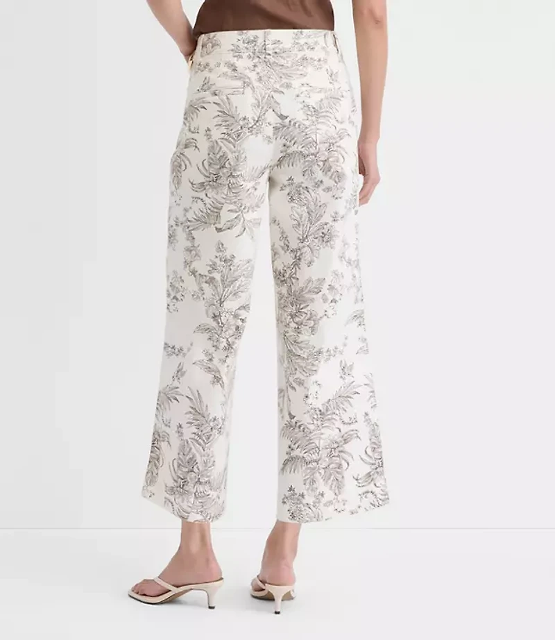 Palmer Wide Leg Crop Pants Embroidered Twill