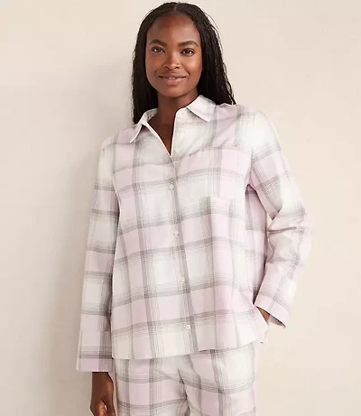Haven Well Within Lightweight Flannel Frosted Plaid Pajama Top