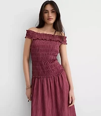 Stripe Smocked Off The Shoulder Maxi Dress