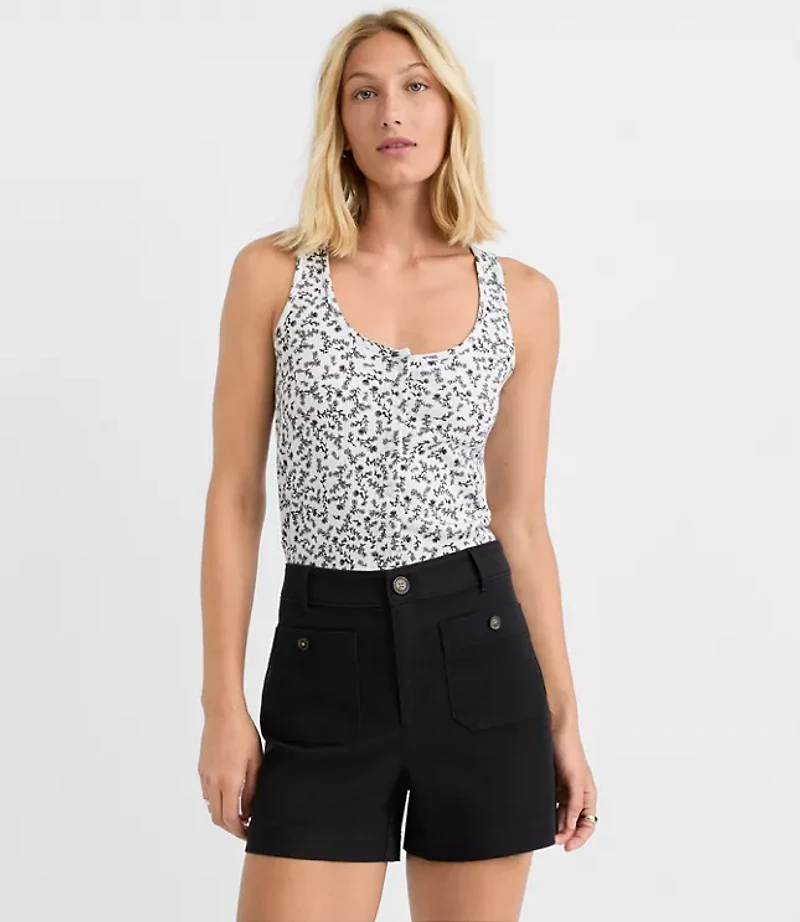 Floral Pointelle Button Tank Top