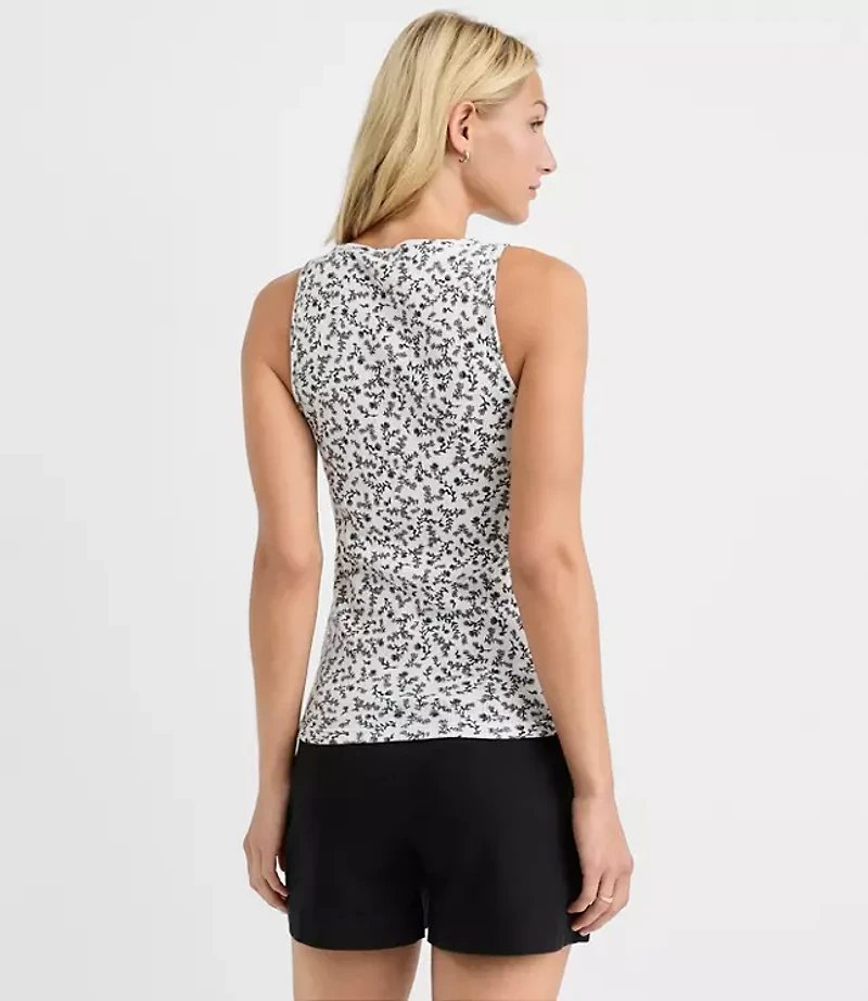 Floral Pointelle Button Tank Top