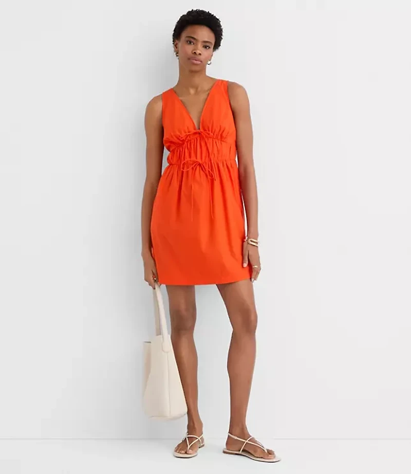 Bow Poplin Mini Pocket Dress