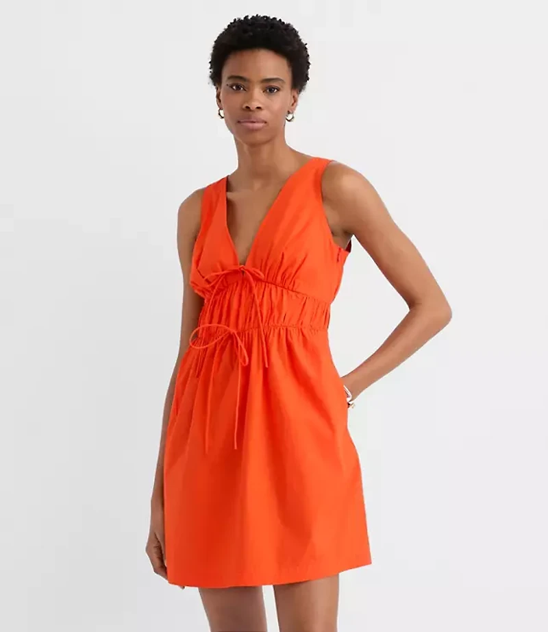 Bow Poplin Mini Pocket Dress