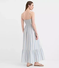 LOFT Beach Striped Poplin Cutout Twist Maxi Pocket Dress