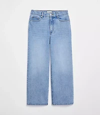 Rivete Short Curvy High Rise Wide Leg Crop Jeans Mid Wash