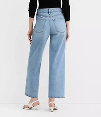Rivete Short High Rise Wide Leg Crop Jeans Mid Wash