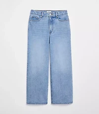 Rivete Short High Rise Wide Leg Crop Jeans Mid Wash