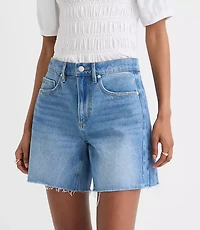 Rivete Petite Fresh Cut Seamed Boyfriend Shorts Light Wash