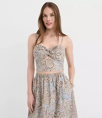 LOFT Beach Floral Poplin Cutout Tank Top