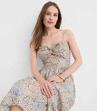 LOFT Beach Floral Poplin Cutout Tank Top