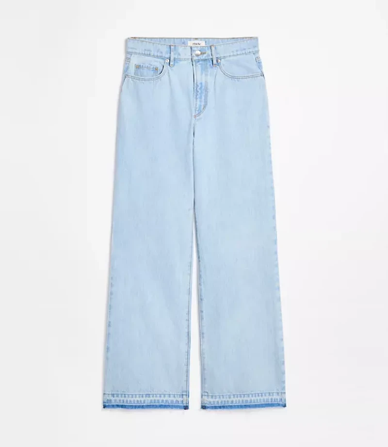 Rivete Tall Curvy Unpicked High Rise Wide Leg Jeans Wave Wash