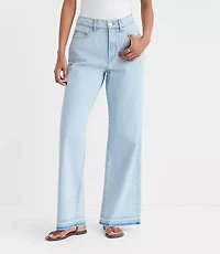 Rivete Tall Curvy Unpicked High Rise Wide Leg Jeans Wave Wash
