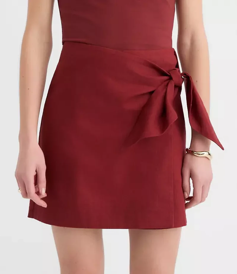 Petite Linen Cotton Wrap Skort