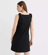 Petite Linen Cotton Tie Boatneck Mini Dress