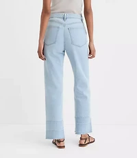 Rivete Petite Curvy Unpicked High Rise Straight Jeans Wave Wash