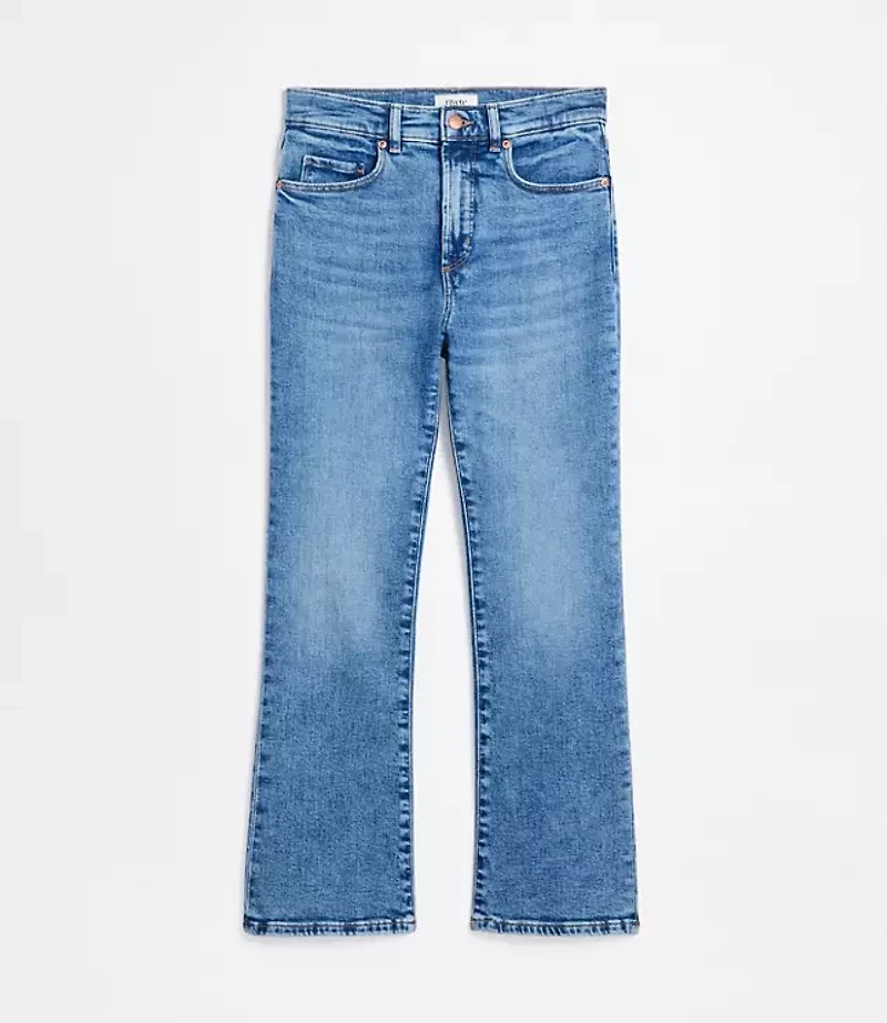 Rivete Petite Curvy High Rise Kick Crop Jeans Authentic Mid Vintage Wash