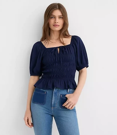 Smocked Puff Sleeve Top