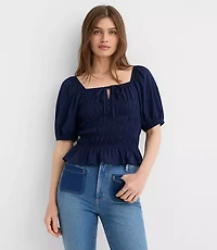 Smocked Puff Sleeve Top