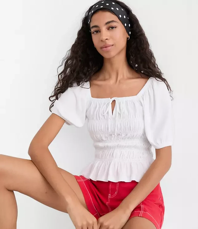 Smocked Puff Sleeve Top