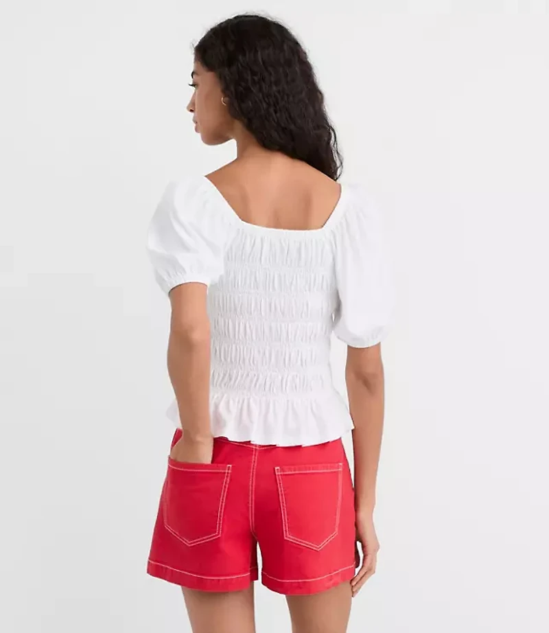 Smocked Puff Sleeve Top