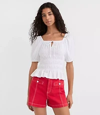 Smocked Puff Sleeve Top
