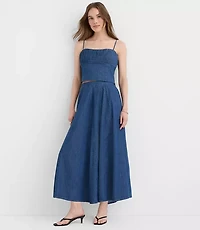 Petite Chambray Godet Midi Skirt